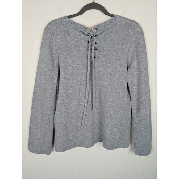 Madewell Sweater Lace Up Back Pullover Fall Winter Ballet Boho Gray Blue Size M - Picture 6 of 11